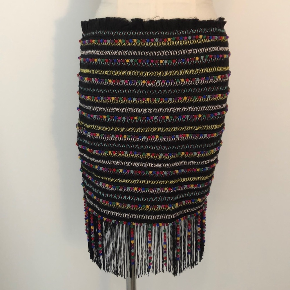 Colorful Mini Skirt with Beads, Fringe, Embroidery